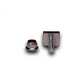 Metal nut and screw with large flat back. This makes it shaped like a "T".